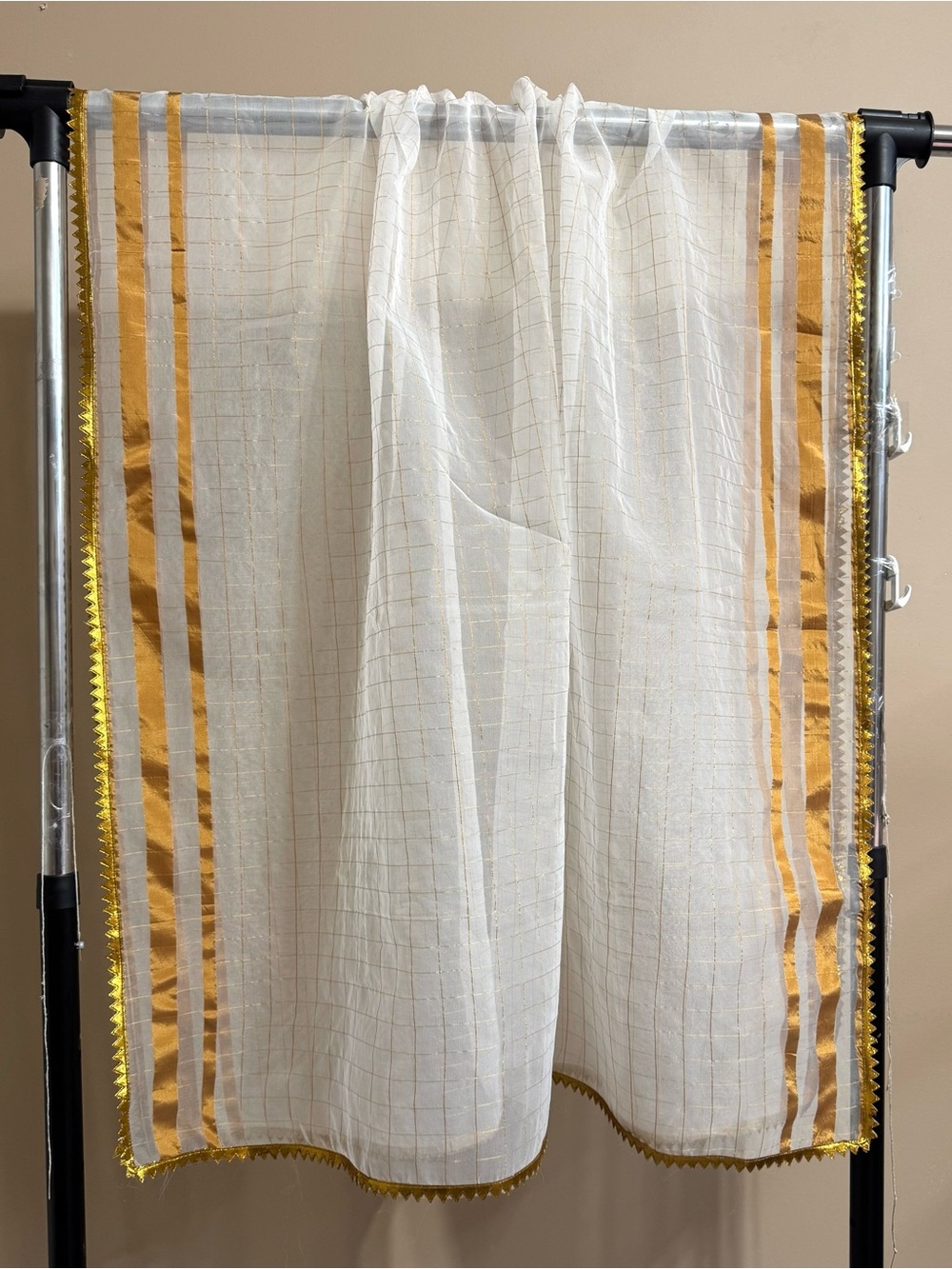 Pakistani white & gold organza dupatta/ scarves